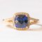 Modern 10k Yellow Gold with Synthetic Sapphire and Diamonds Ring 1