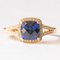 Modern 10k Yellow Gold with Synthetic Sapphire and Diamonds Ring, Image 1