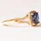 Modern 10k Yellow Gold with Synthetic Sapphire and Diamonds Ring 7