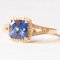 Modern 10k Yellow Gold with Synthetic Sapphire and Diamonds Ring 2