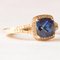 Modern 10k Yellow Gold with Synthetic Sapphire and Diamonds Ring 8