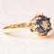 Vintage Margherita Ring in 14k Yellow Gold with Synthetic Sapphires and Brilliant Cut Diamond, 1990s 8