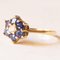 Vintage Margherita Ring in 14k Yellow Gold with Synthetic Sapphires and Brilliant Cut Diamond, 1990s 3