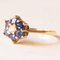 Vintage Margherita Ring in 14k Yellow Gold with Synthetic Sapphires and Brilliant Cut Diamond, 1990s, Image 3