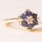 Vintage Margherita Ring in 14k Yellow Gold with Synthetic Sapphires and Brilliant Cut Diamond, 1990s 9