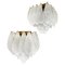 Murano Ceiling Lamps from Frosted Carved Glass Leaves, 1980s, Set of 2 1
