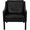 2207 Lounge Chair in Black Leather by Børge Mogensen for Fredericia, 1990s 1