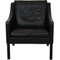 2207 Sessel aus schwarzem Leder von Børge Mogensen für Fredericia, 1990er 1