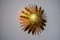 Brutalist Floral Sun Sconce in Gilded Metal with Gold Leaf, Italy, 1970 4
