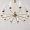 Mid-Century French Brass Chandelier with Handmade Opaline Glass Shades in the style of Arlus, 1960s, Image 5
