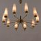 Mid-Century French Brass Chandelier with Handmade Opaline Glass Shades in the style of Arlus, 1960s, Image 6