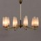 Mid-Century French Brass Chandelier with Handmade Opaline Glass Shades in the style of Arlus, 1960s 4