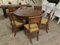 Round Walnut Table with Column Base with Six Chairs, Set of 7, Image 3