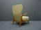 Fauteuil à Oreilles Mid-Century Jaune Pastel, Italie, 1950s 3