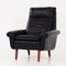 Danish Black Leather Armchair, 1970s, Image 1