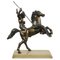 Tommaso Campajola, Indischer Krieger zu Pferd mit Lancia und Fair, 1920er, Bronze & Marmor 1