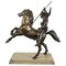 Tommaso Campajola, Indian Warrior on Horseback with Lancia and Fair, 1920s, Bronze & Marble 6