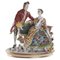 Antike handbemalte romantische Porzellanfigurengruppe im Meissener Stil, 1890er 1