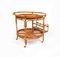 Mid-Century Rattan and Bamboo Round Serving Bar Cart, Italy 1960s, Image 10