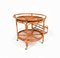 Mid-Century Rattan and Bamboo Round Serving Bar Cart, Italy 1960s, Image 3