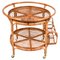 Mid-Century Rattan and Bamboo Round Serving Bar Cart, Italy 1960s, Image 2