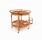 Mid-Century Rattan and Bamboo Round Serving Bar Cart, Italy 1960s 9