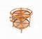 Mid-Century Rattan and Bamboo Round Serving Bar Cart, Italy 1960s 14