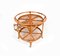 Mid-Century Rattan and Bamboo Round Serving Bar Cart, Italy 1960s, Image 14