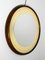 Large Italian Round Illuminated Walnut Wall Mirror, 1960s 3