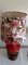 Lampada da tavolo vintage con base in ceramica rossa e marrone con illuminazione interna, doppia maniglia e paravento in tessuto a motivi geometrici, Germania, anni '70, Immagine 5