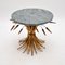 French Gilt Metal and Marble Wheat Sheaf Coffee Table, 1950s 4