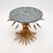 French Gilt Metal and Marble Wheat Sheaf Coffee Table, 1950s, Image 1