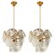 Glass and Brass Two Tiers Light Fixture, 1970s, 1969, Image 1