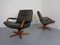 Danish Teak & Leather Swivel Lounge Chairs from Berg Furniture, 1970s, Set of 2 5
