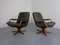 Danish Teak & Leather Swivel Lounge Chairs from Berg Furniture, 1970s, Set of 2, Image 2