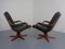 Danish Teak & Leather Swivel Lounge Chairs from Berg Furniture, 1970s, Set of 2 6
