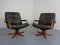 Danish Teak & Leather Swivel Lounge Chairs from Berg Furniture, 1970s, Set of 2 1