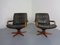 Danish Teak & Leather Swivel Lounge Chairs from Berg Furniture, 1970s, Set of 2 3