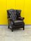 Poltrona Chesterfield Wingback vintage in pelle, Immagine 6