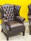 Vintage Leather Chesterfield Wingback Armchair, Image 5