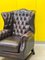Poltrona Chesterfield Wingback vintage in pelle, Immagine 17