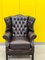 Poltrona Chesterfield Wingback vintage in pelle, Immagine 7