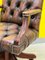 Poltrona Chesterfield Captains vintage in pelle marrone e quercia, Immagine 4