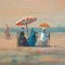 Beach with Figures, 19th Century, Oil on Board, Framed 8