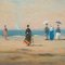 Beach with Figures, 19th Century, Oil on Board, Framed 9