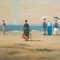 Beach with Figures, 19th Century, Oil on Board, Framed 4