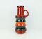 Large Mid-Century Ceramic Floor Vase Model 427-47 in Stripe Pattern, Red, Orange, Green& Black from Scheurich 1