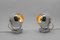 Space Age Ball Wall Lamps in White and Chrome, 1970s, Set of 2, Image 7