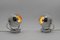 Space Age Ball Wall Lamps in White and Chrome, 1970s, Set of 2 2