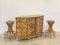 Mobile Bar and Bamboo Stools, 1970s, Set of 3, Image 3